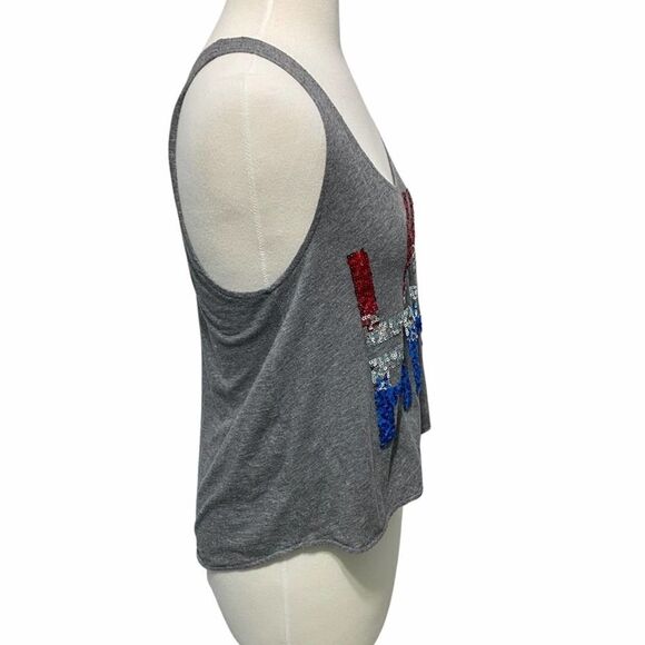 Victoria's Secret Pink Love Pink Sequin Tank Top Red Silver Blue Red Gray XS - Picture 4 of 10